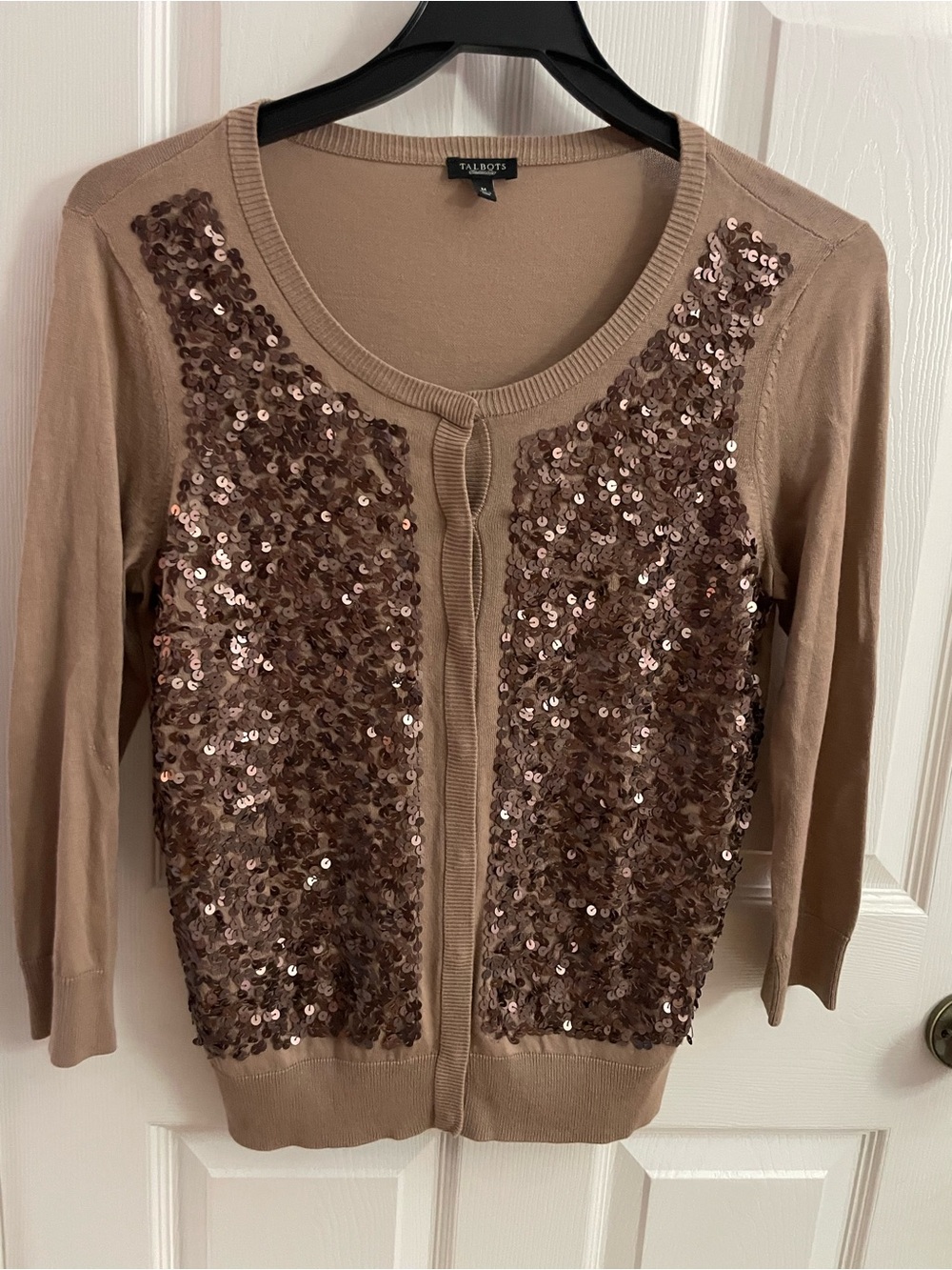 Talbots Taupe Lightweight Knit Crewneck Sweater